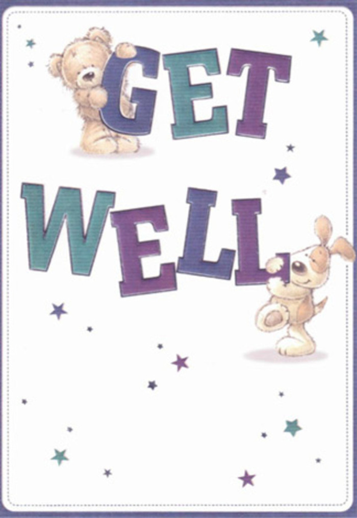 A celebration of gentle care and encouragement, this get well card's design captures the welcoming spirit of Coulsdon. At its center, a plush teddy bear-drawn in soft, warm earth tones-stretches joyfully across the rich, dimensional letters forming 'GET,' while nearby, a lovable puppy with floppy ears and a happy grin balances beside 'WELL.' Both figures are infused with playful movement and compassion, their round, inviting shapes reminiscent of the embrace that comes with a freshly delivered bouquet from a local Coulsdon shop. The typography, painted in striking shades of purple and teal, commands attention against a clean, creamy-white background, infusing the composition with energy and hope. Scattered stars in electric blues and amethysts swirl around, the way wishes might swirl up through Coulsdon's leafy avenues or around the corners of Woodcote Grove. Every detail of the illustration-from the tangible softness suggested by the animals' fur to the gentle, hopeful vibe-is arranged with care, paralleling the artistry found in every hand-tied bunch crafted for delivery by Flowers Coulsdon. This card is not just a greeting, but a visual hug, its light, uplifting mood bringing reassurance and healing, whether sent on its own or accompanying fresh flowers to friends and neighbours across the community.