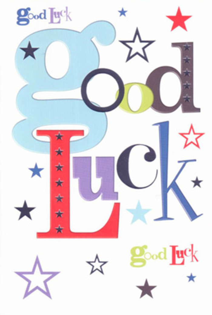 This luck-inspired card captures all the vibrant warmth that defines Coulsdon's friendly streets and green open spaces. It gleams with an exuberant mix of wide, sky-blue letters, bold midnight blacks, striking reds, and elegant purples. The composition is punctuated with lively stars-navy, lemon-lime, lilac, and moss green-scattered across a bright white backdrop, much like wildflowers discovered during a walk through Coulsdon Common. The spacious layout lets each colour shine, while the playful arrangement of fonts and shapes adds a sense of delight, as if the card itself is joining in applause for life's new beginnings. Touching the surface, there's a satisfying smoothness, conjuring the feeling of fresh, quality cardstock so characteristic of a thoughtfully chosen greeting. Whether wishing a local student well or cheering on a neighbour beginning new adventures towards Woodcote Grove, the card is infused with friendly optimism and energy that feels authentically Coulsdon. Crafted with pride and care, much like a ribbon tied on a dazzling bouquet from Flowers Coulsdon, this card stands ready as a talisman of hope and support for every new chapter.