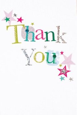 This thank you card glows with the exuberance you often find in Coulsdon's festive street fairs or lively gatherings along Chipstead Valley Road. Its 'Thank You' greeting is stitched across the front, each letter distinct-a vibrant collage of lime, fuchsia, and blue hues, brought to life with playful patterns and the soft glint of silver. The corners spill over with magenta, teal, and gold stars, much like confetti fluttering after a moment of celebration in Coulsdon Town Centre. The card's crisp white background feels like a fresh canvas, allowing every pattern and colour to shine, while the glittery texture invites a closer look, reminiscent of exploring the market stalls by Woodcote Grove. As a local florist, the tactile pleasure and creativity in this card echo the care we infuse into every bouquet-details that transform a simple delivery into a cherished moment. Easy to pair with a cascade of seasonal blooms or to tuck beside a vibrant composition ready for delivery, the card exudes the reassuring joy of genuine thanks. It's the sort of design that feels right at home in Coulsdon, reflecting the thoughtful, community-oriented spirit we see every day at Flowers Coulsdon. Every detail, from bright stitching to gentle starbursts, is a tribute to gratitude, ready to carry heartfelt messages through every street in CR5.